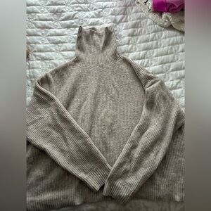 H&M Ribbed Turtleneck Sweater - Taupe